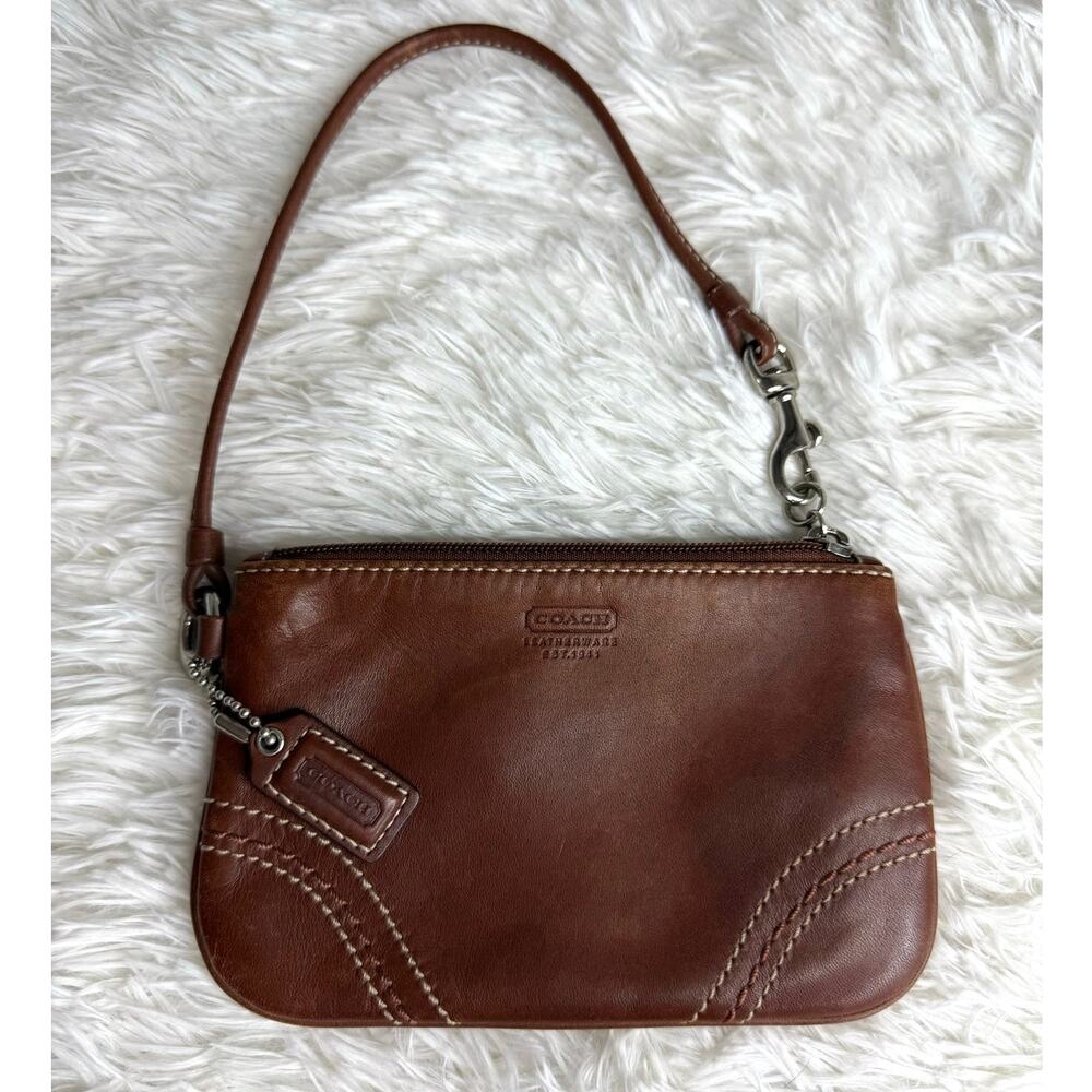 y2k COACH Leatherware Brown Wristlet - Picture 1 of 8